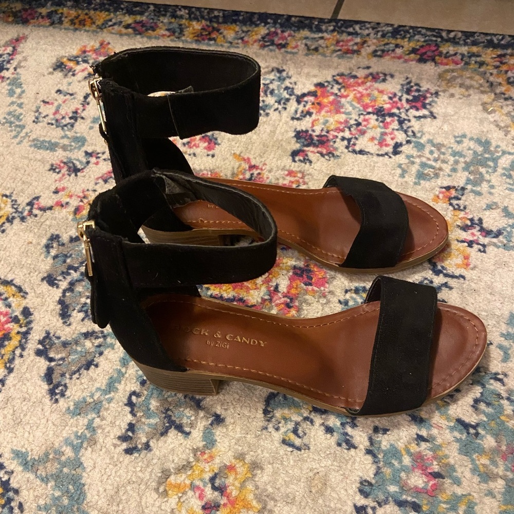 Black Block Heel Sandals Rock and Candy 6